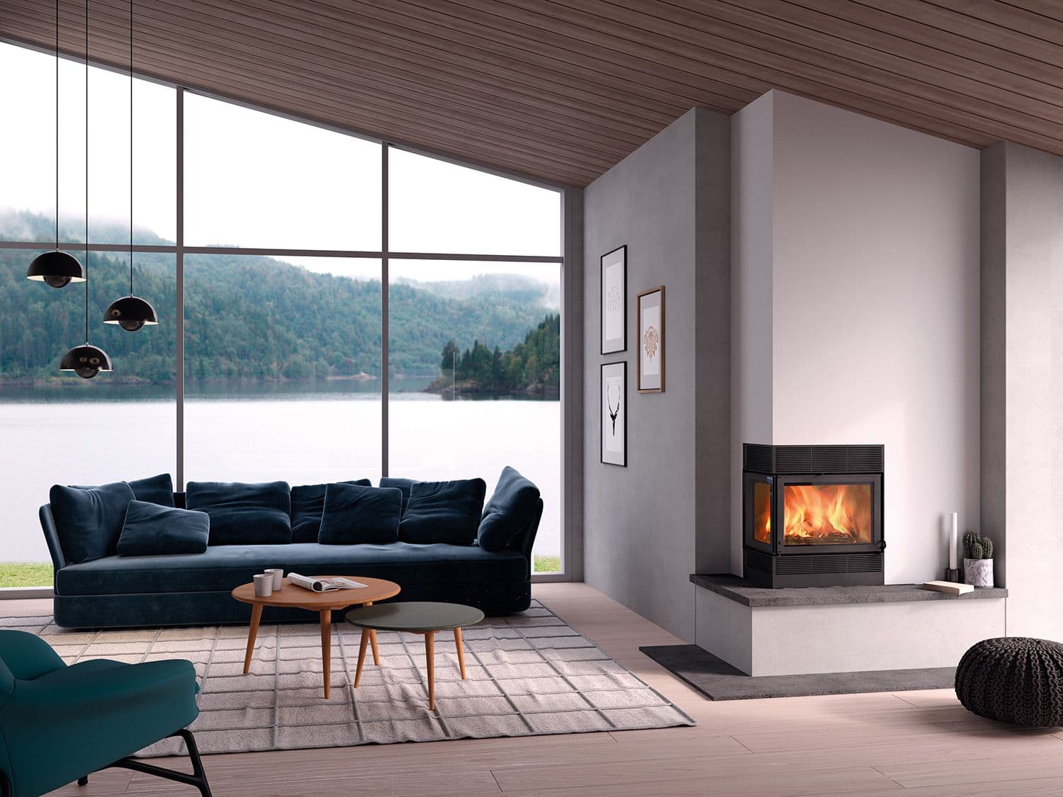 stue med innebygd peis fra Nordpeis