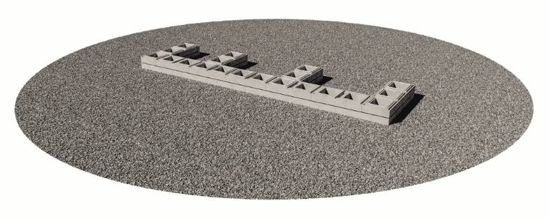 Illustrasjon av to høyder med Modul mur fra Asak Miljøstein som stables for å bli til et hjemmelaget utekjøkken.